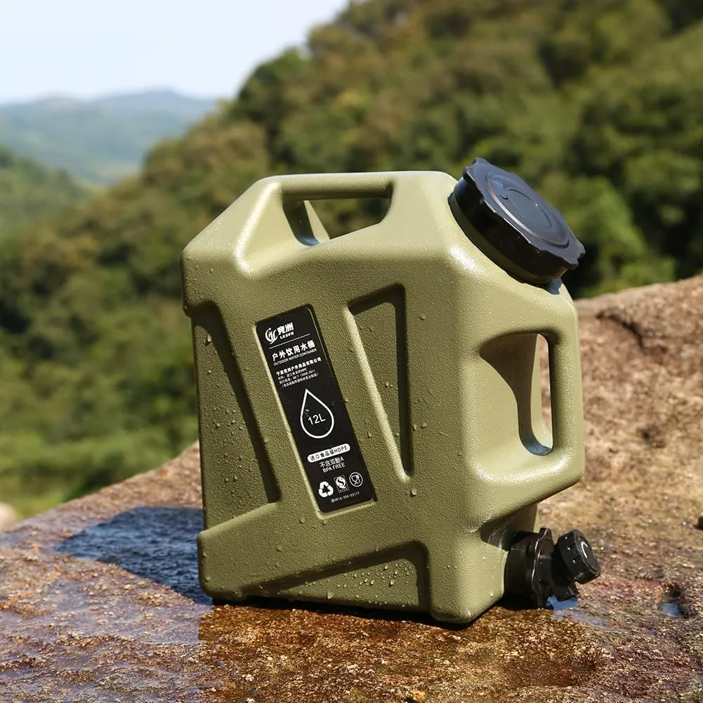 3.2 Gallon(12L) Water Containers With Spigot, Camping Water Tank No Leakage Portable Water Jug, Multifunction Emergency Water Storage Container For Outdoor Hiking Camping Picnic Supplies