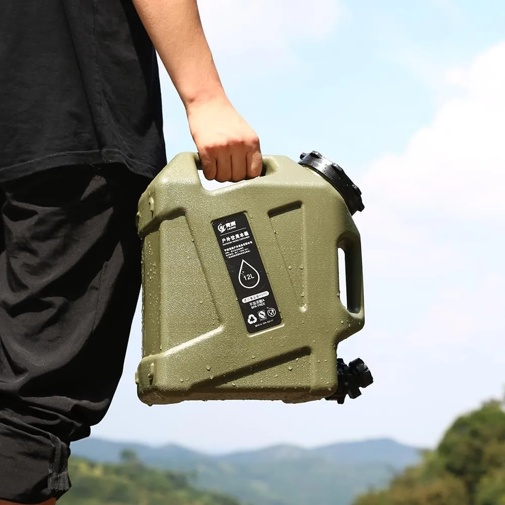 3.2 Gallon(12L) Water Containers With Spigot, Camping Water Tank No Leakage Portable Water Jug, Multifunction Emergency Water Storage Container For Outdoor Hiking Camping Picnic Supplies