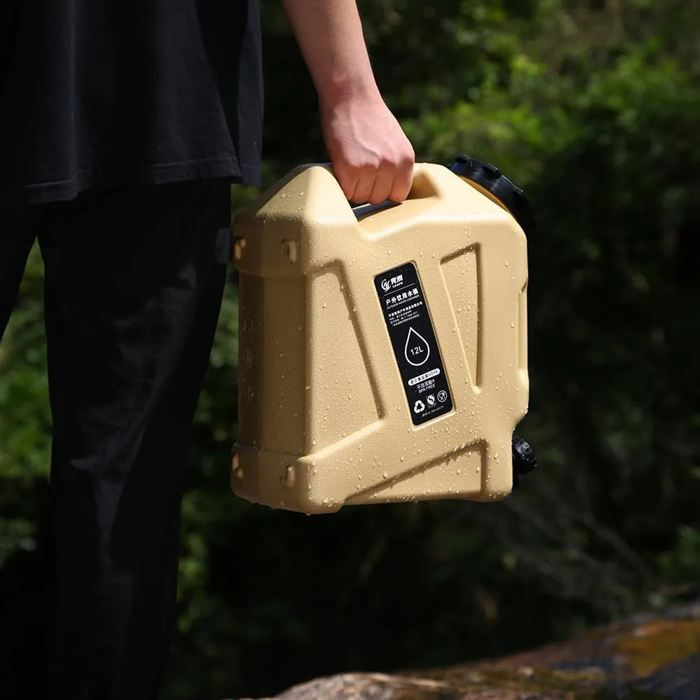3.2 Gallon(12L) Water Containers With Spigot, Camping Water Tank No Leakage Portable Water Jug, Multifunction Emergency Water Storage Container For Outdoor Hiking Camping Picnic Supplies