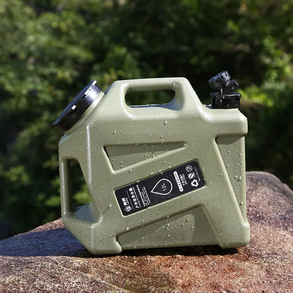 3.2 Gallon(12L) Water Containers With Spigot, Camping Water Tank No Leakage Portable Water Jug, Multifunction Emergency Water Storage Container For Outdoor Hiking Camping Picnic Supplies