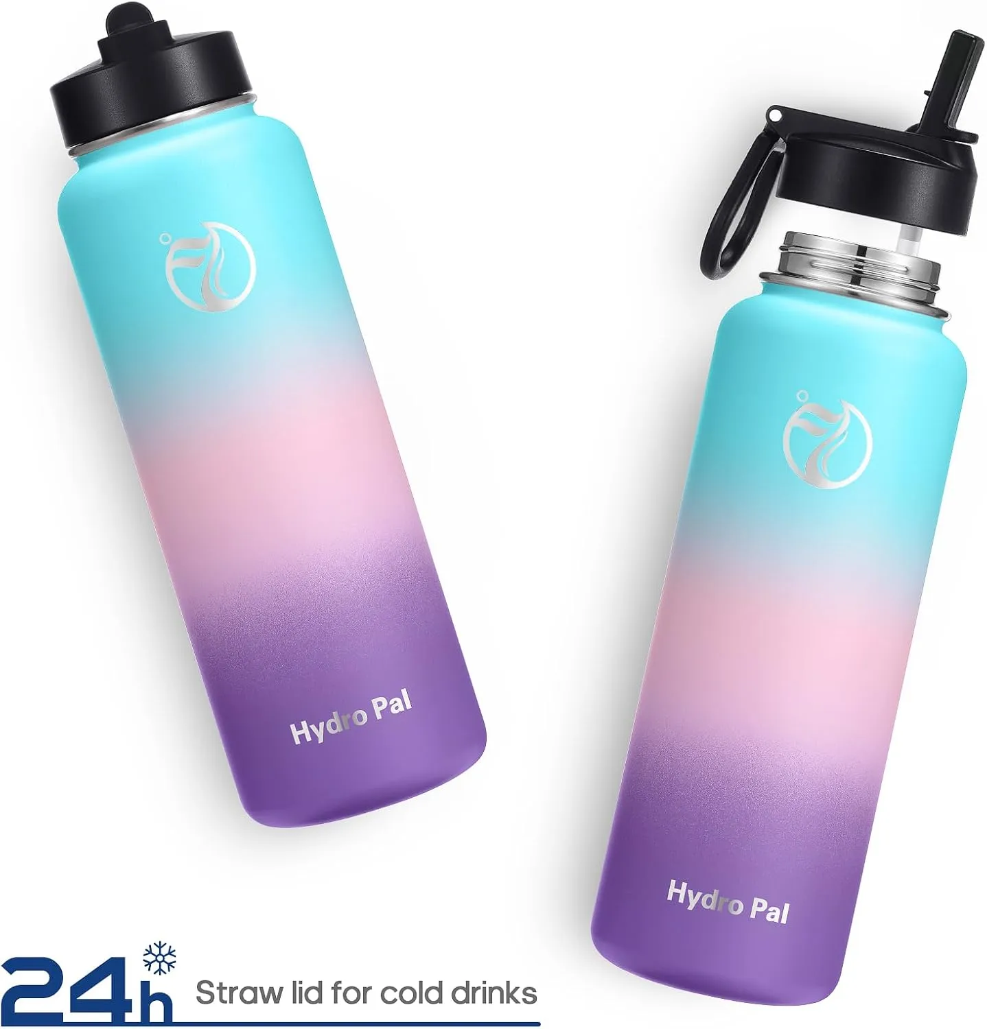 32 Insulated Water Bottles with 2 Leak Proof Lids(Spout Lid and Straw Lid), Wide Mouth Sport Water Bottle with Straw, Stainless Steel Powder-Coated Water Flask, Double Walled Vacuum Thermos