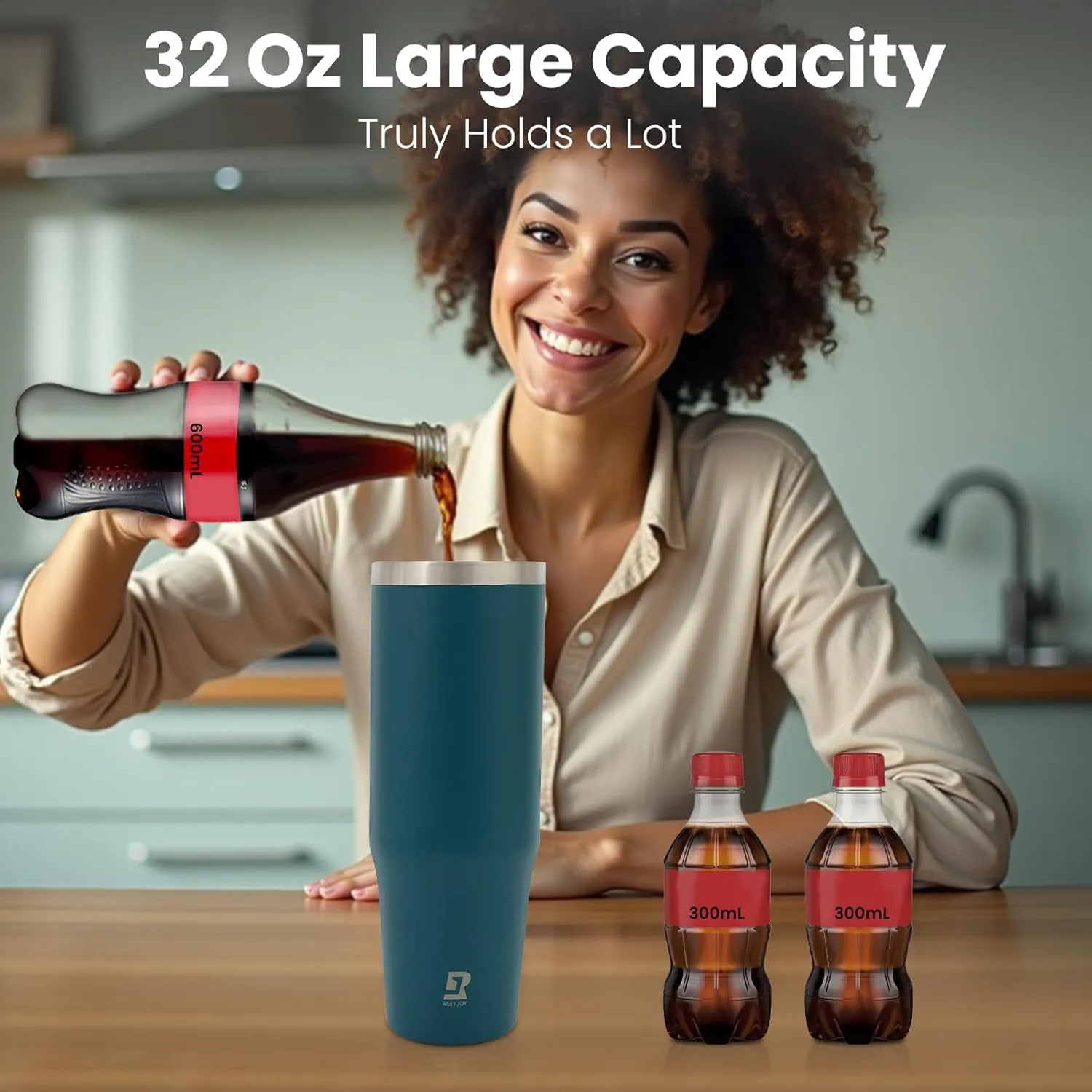 32 oz 2.0 Stainless Steel Tumbler with Leak-Proof Lid and Straw, Double-Wall Vacuum Insulated Travel Mug for Coffee, Iced Tea, or Water - Ideal for Commutes and Outdoor