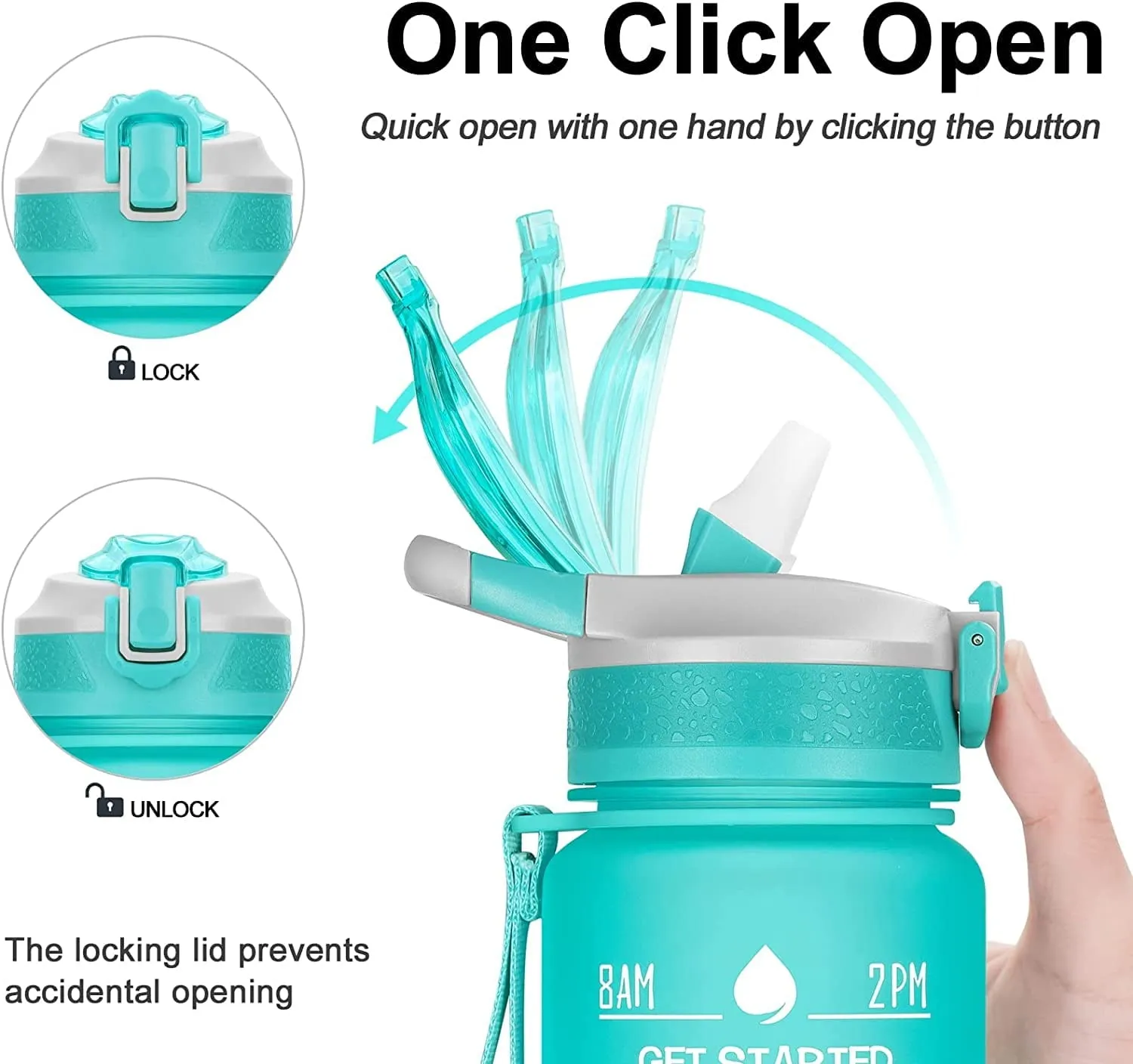 32 oz Water Bottles with Times Marker to Drink and Straw, Motivational Water Bottle, Leakproof & BPA Free, Drinking Sports Water Bottle for Fitness, Gym & Outdoor