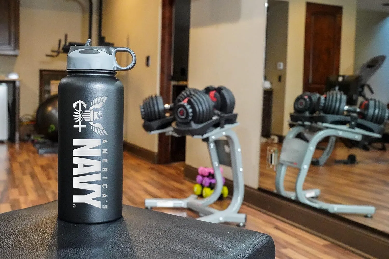 32oz Stainless Steel Navy Water Bottle With Engraved Logo - US Navy Pride on the Go - Gifts | Disabled USMC Vet Owned Small Business