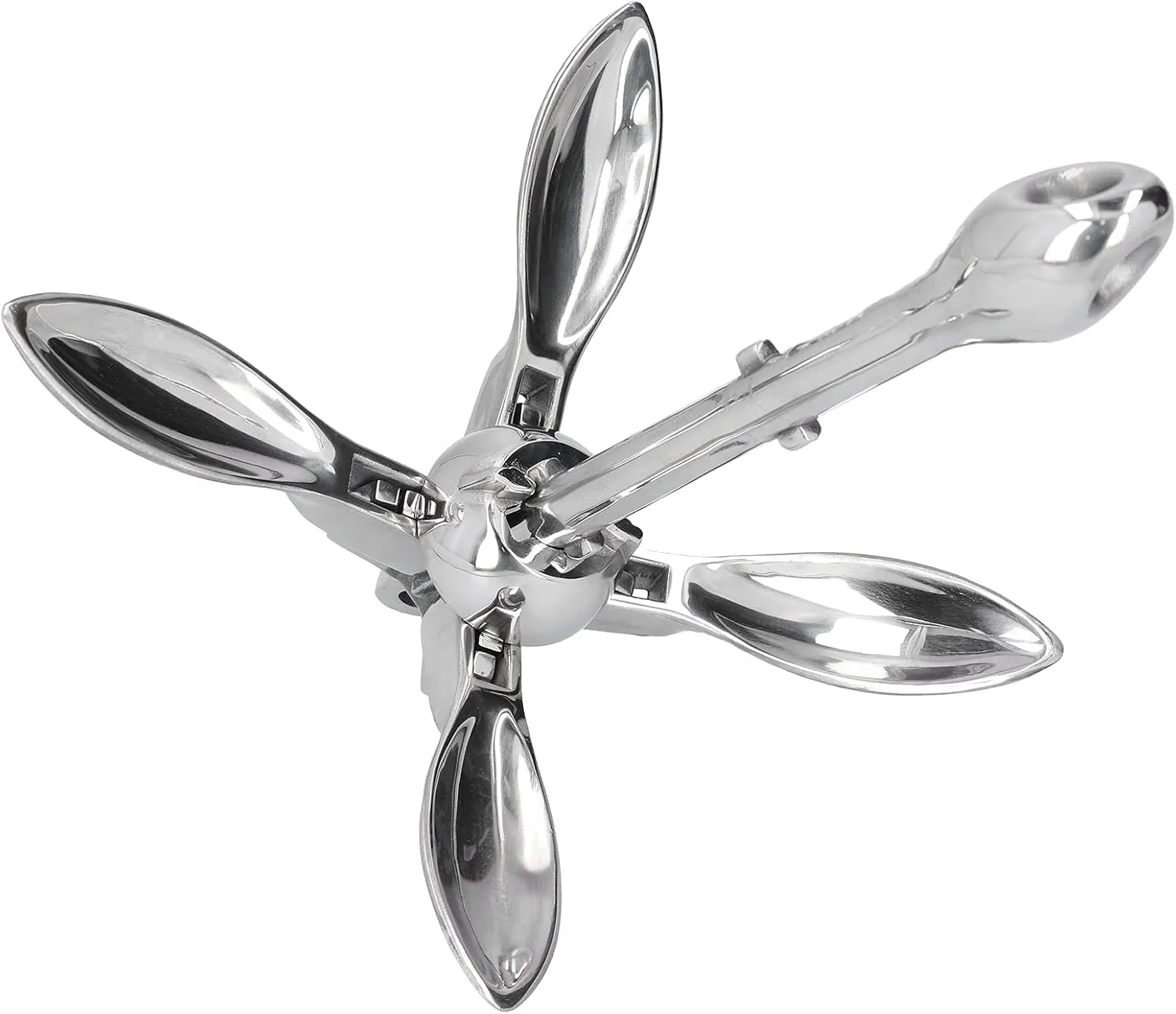 3.3lbs Foldable Grapnel Anchor, 316 Marine Grade Stainless Steel Hardware, Rugged and Durably, Compact, Ideal for Inflatable and Motor Boats, Storage, River or Current Fishing