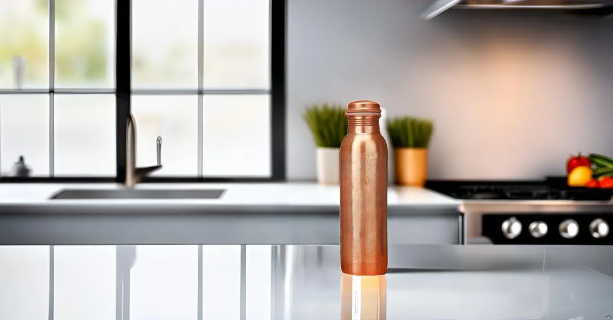34 Ounce Antique Copper Bottle 1000 ml Pure Copper Water Bottles with Canvas Carry Bag for Sports, Gym Yoga, Hiking, Handmade Antique Ayurvedic Vessel 1 liter - Pack of 1