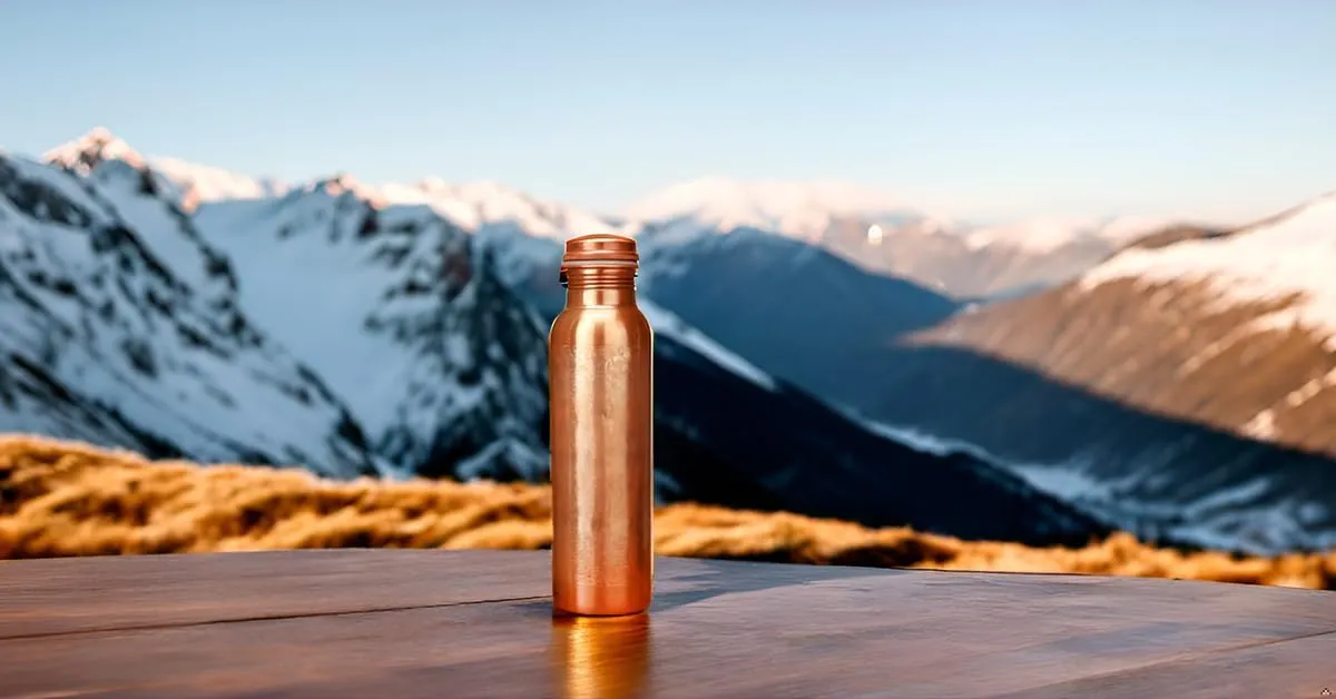 34 Ounce Antique Copper Bottle 1000 ml Pure Copper Water Bottles with Canvas Carry Bag for Sports, Gym Yoga, Hiking, Handmade Antique Ayurvedic Vessel 1 liter - Pack of 1
