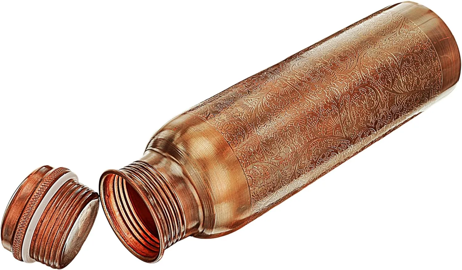 34 Ounce Antique Copper Bottle 1000 ml Pure Copper Water Bottles with Canvas Carry Bag for Sports, Gym Yoga, Hiking, Handmade Antique Ayurvedic Vessel 1 liter - Pack of 1