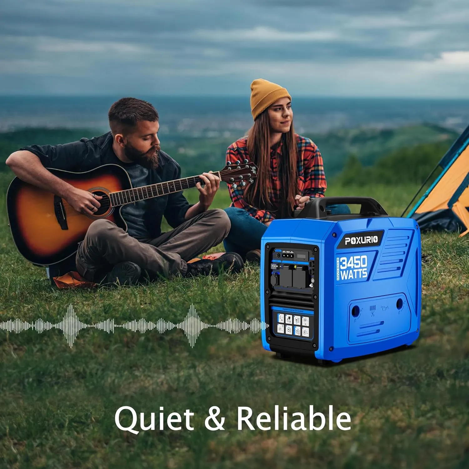 3450-Watt Portable Inverter Generator for Home Use, 1.6Gallon Large Fuel Tank Up to 8.3 Hours Use, 120V Gas Powered Generator Super Quiet - EPA Compliant
