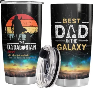 34HD Father Day Gifts, Dadalorian Tumbler with Lid 20 oz Stainless Steel, Dad Drinking Cup, Star Dad Merch, Daddy Birthday Gifts from Daughter, Son, Wife