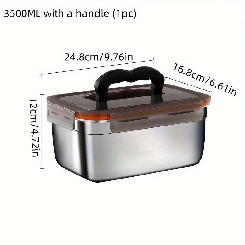 3500ml Food Storage Meal Prep Crisper Container Stainless Steel Lunch Box