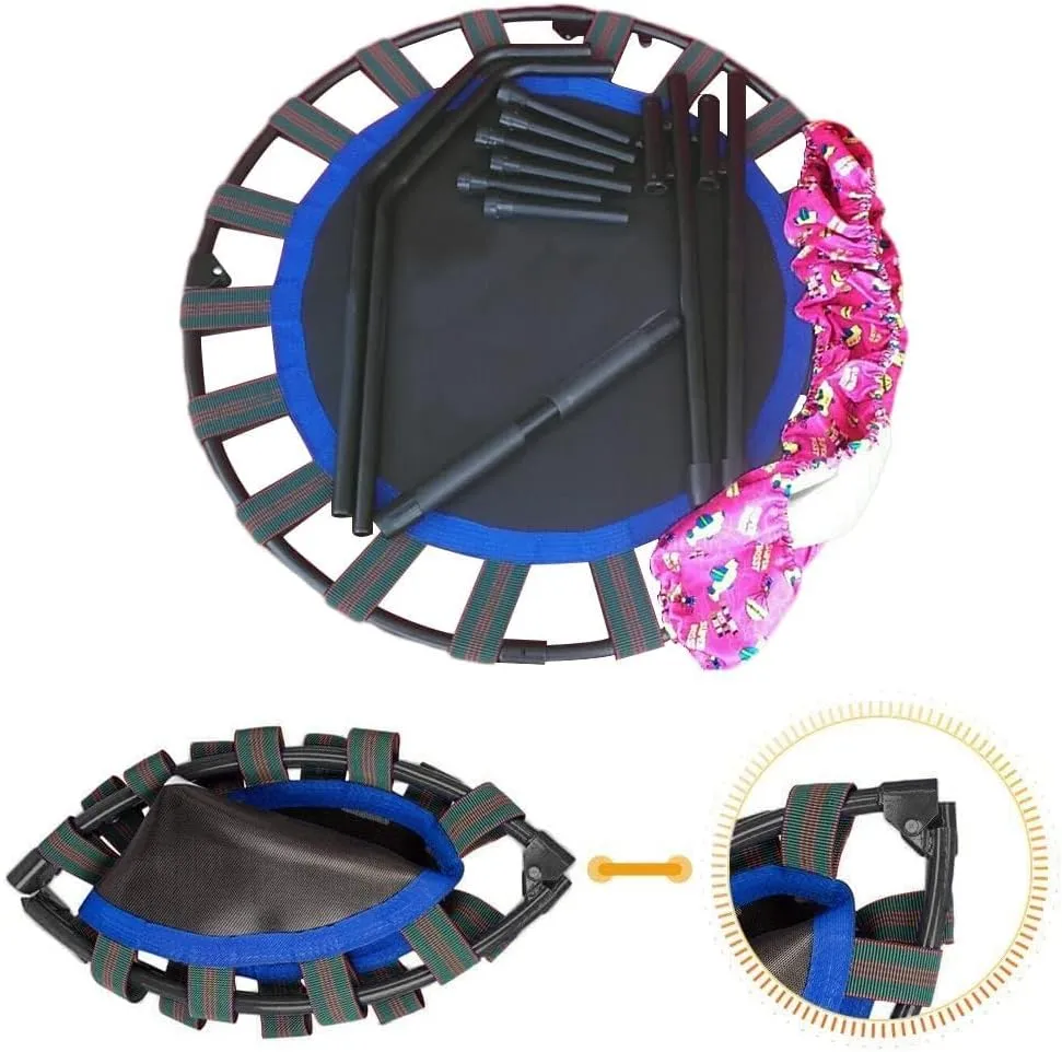 36-Inch Mini Trampoline with Adjustable Handle and Safety Padded Cover - Foldable Toddler Rebounder for Kids Play and Exercise Indoor & Outdoor