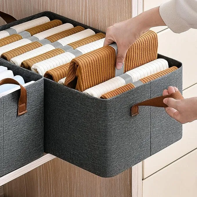 3666 Collapsible Foldable Cloth Basket with Handles