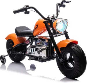 36V Kids Electric Motorcycle, 350W Electric Dirt Bike for Kids, Ride on Motorcycle Speed up to 15.53 Mph, Electric Dirtbike w/Training Wheels, Bluetooth (Orange)