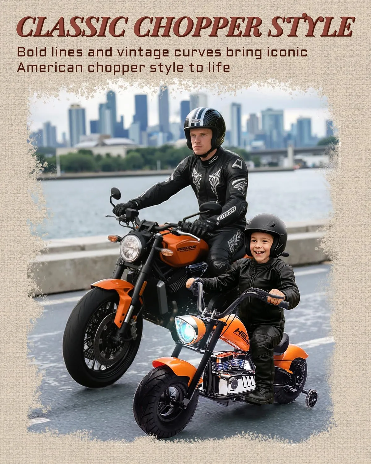 36V Kids Electric Motorcycle, 350W Electric Dirt Bike for Kids, Ride on Motorcycle Speed up to 15.53 Mph, Electric Dirtbike w/Training Wheels, Bluetooth (Orange)