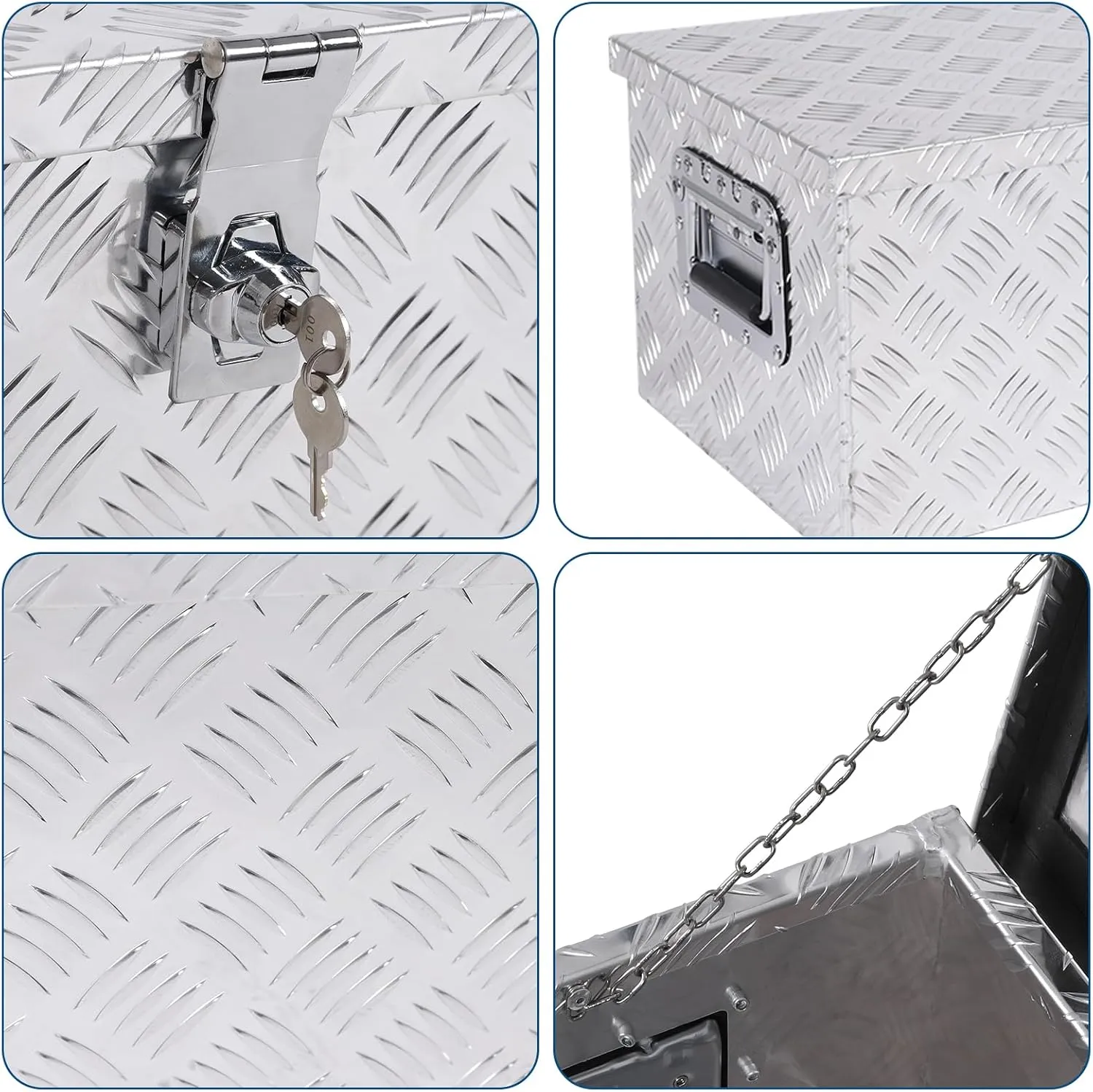 39 Inch Truck Bed Tool Box Aluminum Trailer Storage Box for Truck Bed Pickup RV Trailer,Waterproof Truck Box with Side Handle and Lock Keys-39 x 13 x 10 inch,Silver