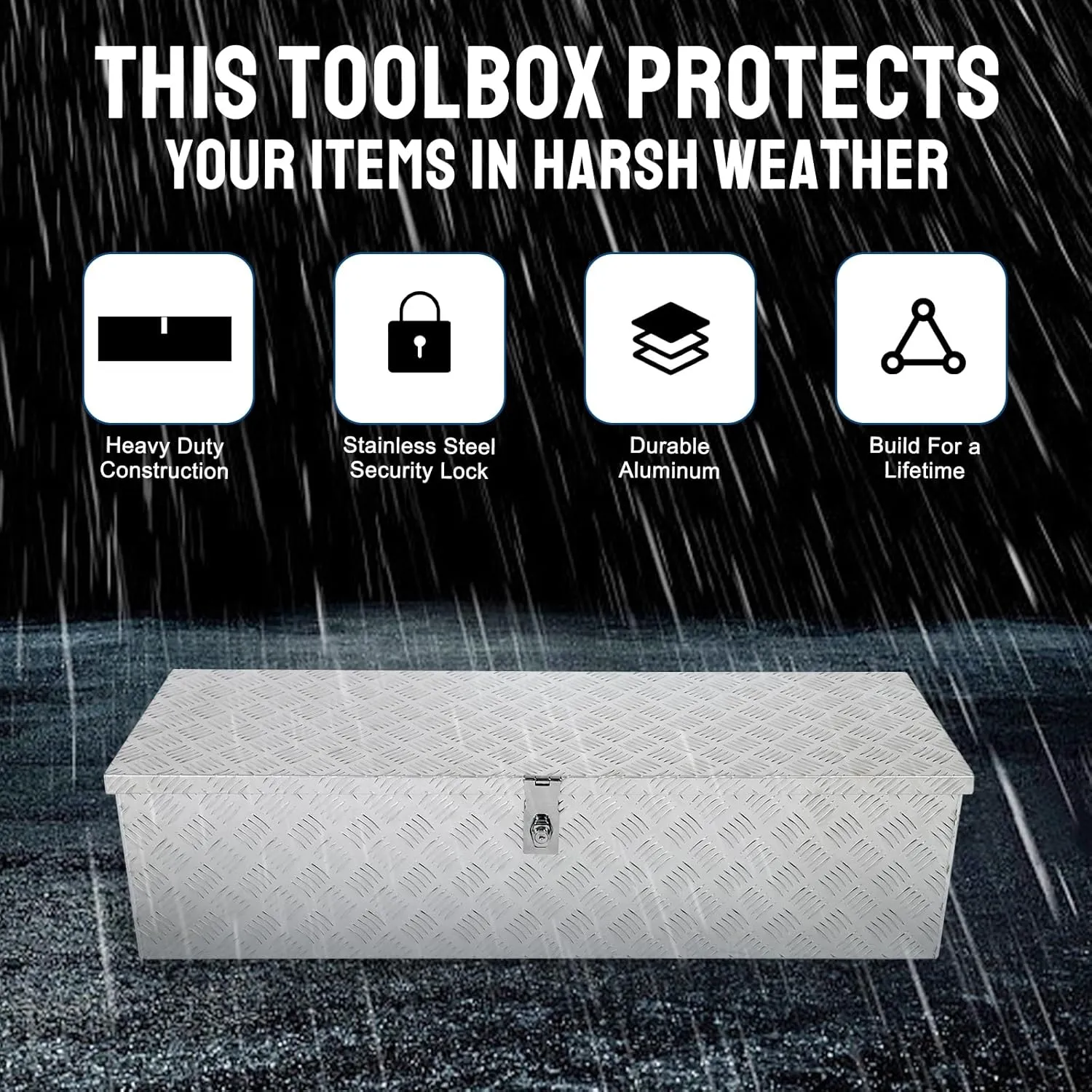 39 Inch Truck Bed Tool Box Aluminum Trailer Storage Box for Truck Bed Pickup RV Trailer,Waterproof Truck Box with Side Handle and Lock Keys-39 x 13 x 10 inch,Silver
