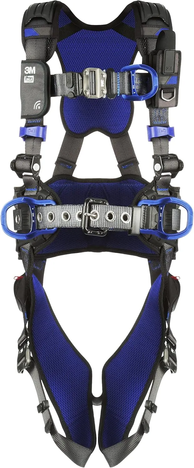 3M 1113160 DBI-SALA ExoFit X300 Comfort Construction Climbing Positioning Safety Harness Fall Protection, Aluminum Back, Front, Hip D-Rings, Auto-Locking Quick Connect Leg and Chest Buckles, X-Large
