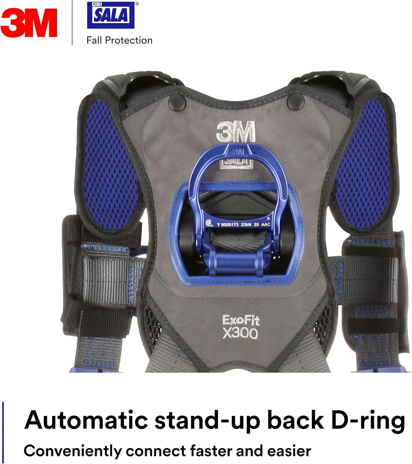 3M 1113160 DBI-SALA ExoFit X300 Comfort Construction Climbing Positioning Safety Harness Fall Protection, Aluminum Back, Front, Hip D-Rings, Auto-Locking Quick Connect Leg and Chest Buckles, X-Large