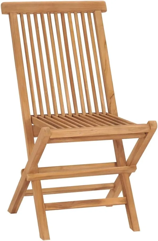 4-Piece Folding Teak Wood Patio Chairs Set Outdoor Furniture, Solid Hardwood Foldable Lounge Chairs for Poolside Backyard Beach Camping (No Assembly)