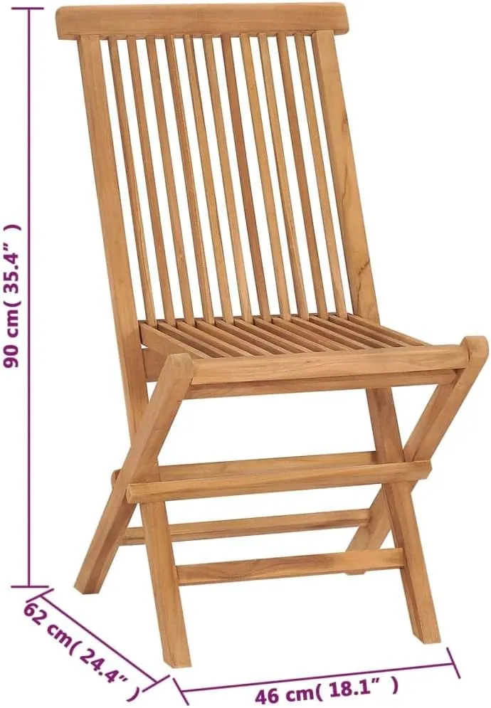 4-Piece Folding Teak Wood Patio Chairs Set Outdoor Furniture, Solid Hardwood Foldable Lounge Chairs for Poolside Backyard Beach Camping (No Assembly)