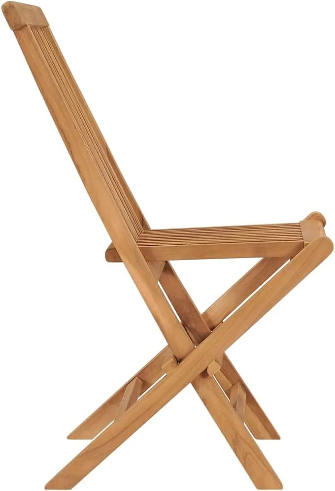4-Piece Folding Teak Wood Patio Chairs Set Outdoor Furniture, Solid Hardwood Foldable Lounge Chairs for Poolside Backyard Beach Camping (No Assembly)