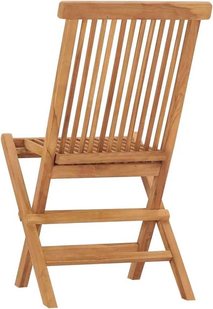 4-Piece Folding Teak Wood Patio Chairs Set Outdoor Furniture, Solid Hardwood Foldable Lounge Chairs for Poolside Backyard Beach Camping (No Assembly)