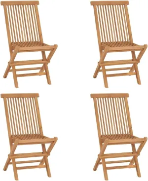 4-Piece Folding Teak Wood Patio Chairs Set Outdoor Furniture, Solid Hardwood Foldable Lounge Chairs for Poolside Backyard Beach Camping (No Assembly)