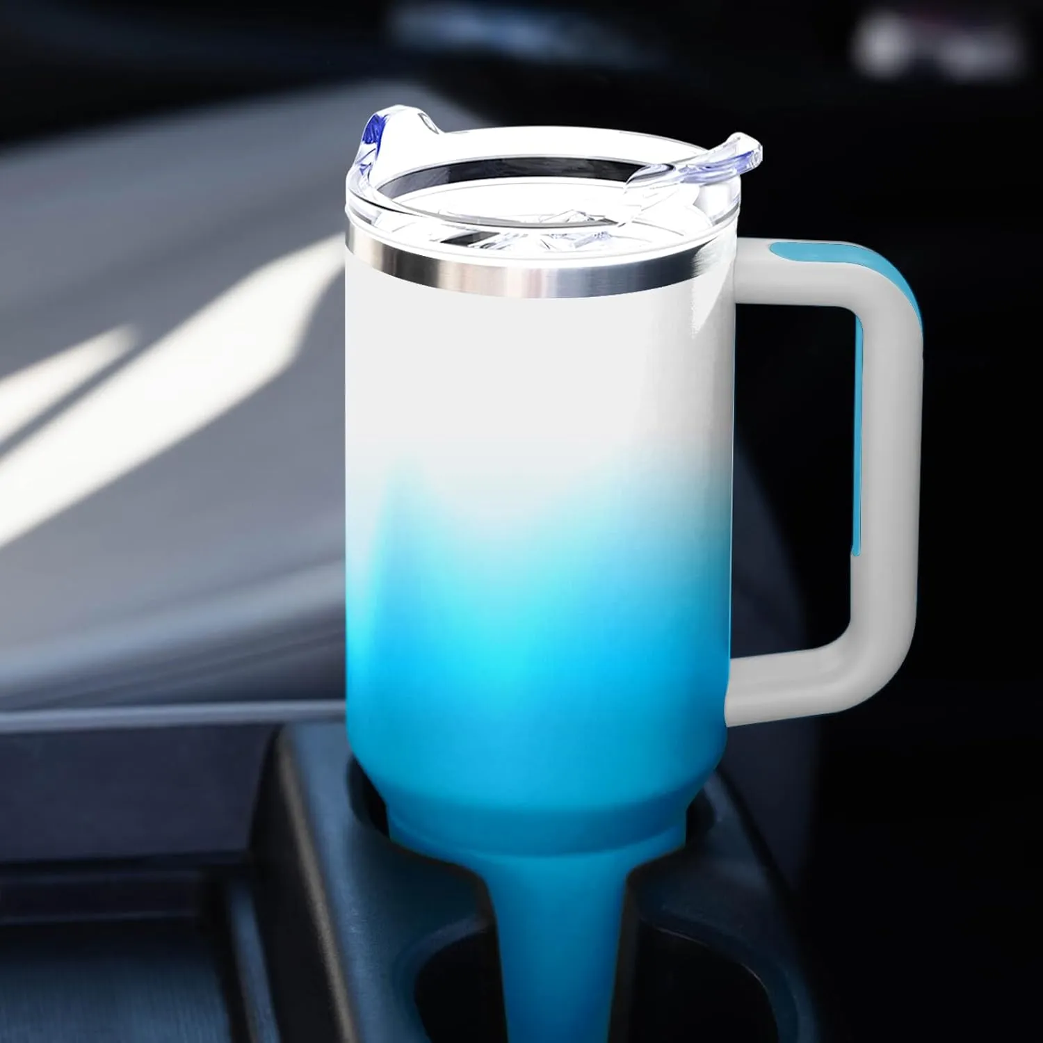 40 oz Tumbler with Handle and Straw Lid Insulated Tumblers Cups with Lids Straws Double Wall Vacuum Stainless Steel 40oz Tumbler Travel Mug Gifts for Men Women Him Her (Clouds Sky)