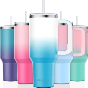 40 oz Tumbler with Handle and Straw Lid Insulated Tumblers Cups with Lids Straws Double Wall Vacuum Stainless Steel 40oz Tumbler Travel Mug Gifts for Men Women Him Her (Clouds Sky)