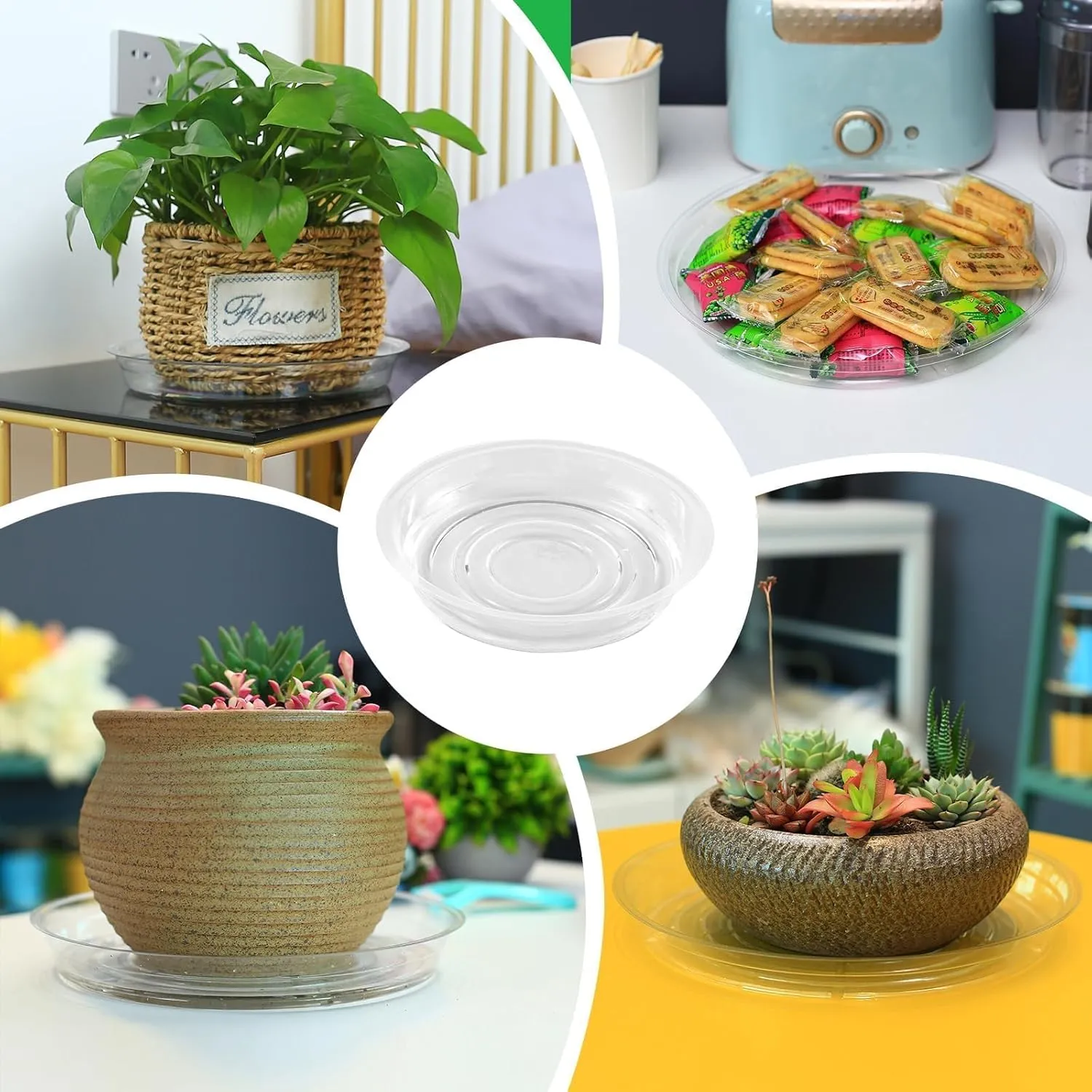 40 Pack 4 Inch Plant Saucer Clear Plant Saucers for Indoors Flower Pot Saucers Small Plant Plate Dish Plant Pot Saucers Plant Trays for Pots Bulk