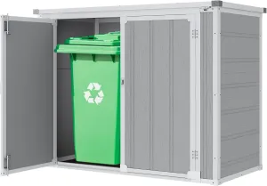 41 Cu.Ft Resin Outdoor Storage Shed, Horizontal Storage Cabinet with Floor Thickened, Lockable Waterproof Plastic Outdoor Shed for Trash Can, Tools and Lawn Mower (Gray)