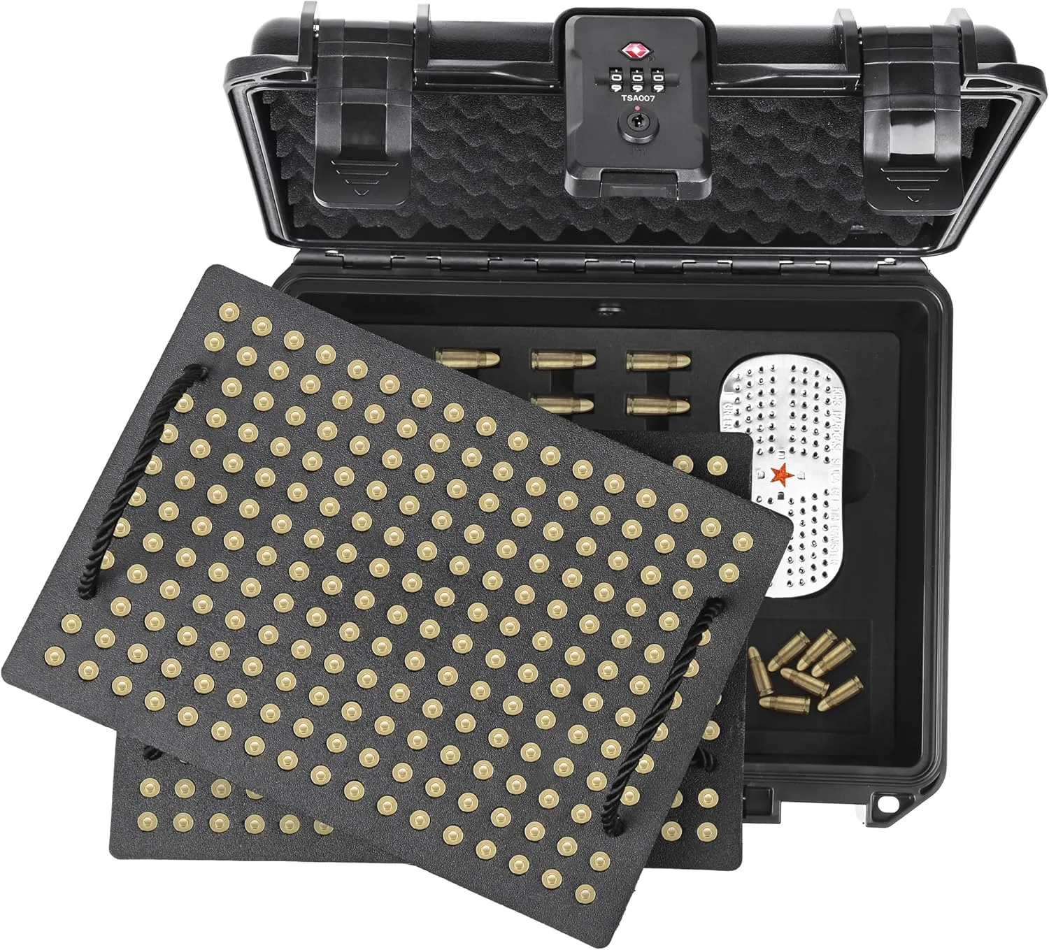 450 Rounds 9mm TSA Lockable Ammo Storage Case with Desiccant, Travel Safe/Waterproof Ammo Box Fits 9x19mm Parabellum/9mm Luger, 380ACP, 38 S&W, 356 TS&W,7.63mm Mannlicher,8mm Steyr...