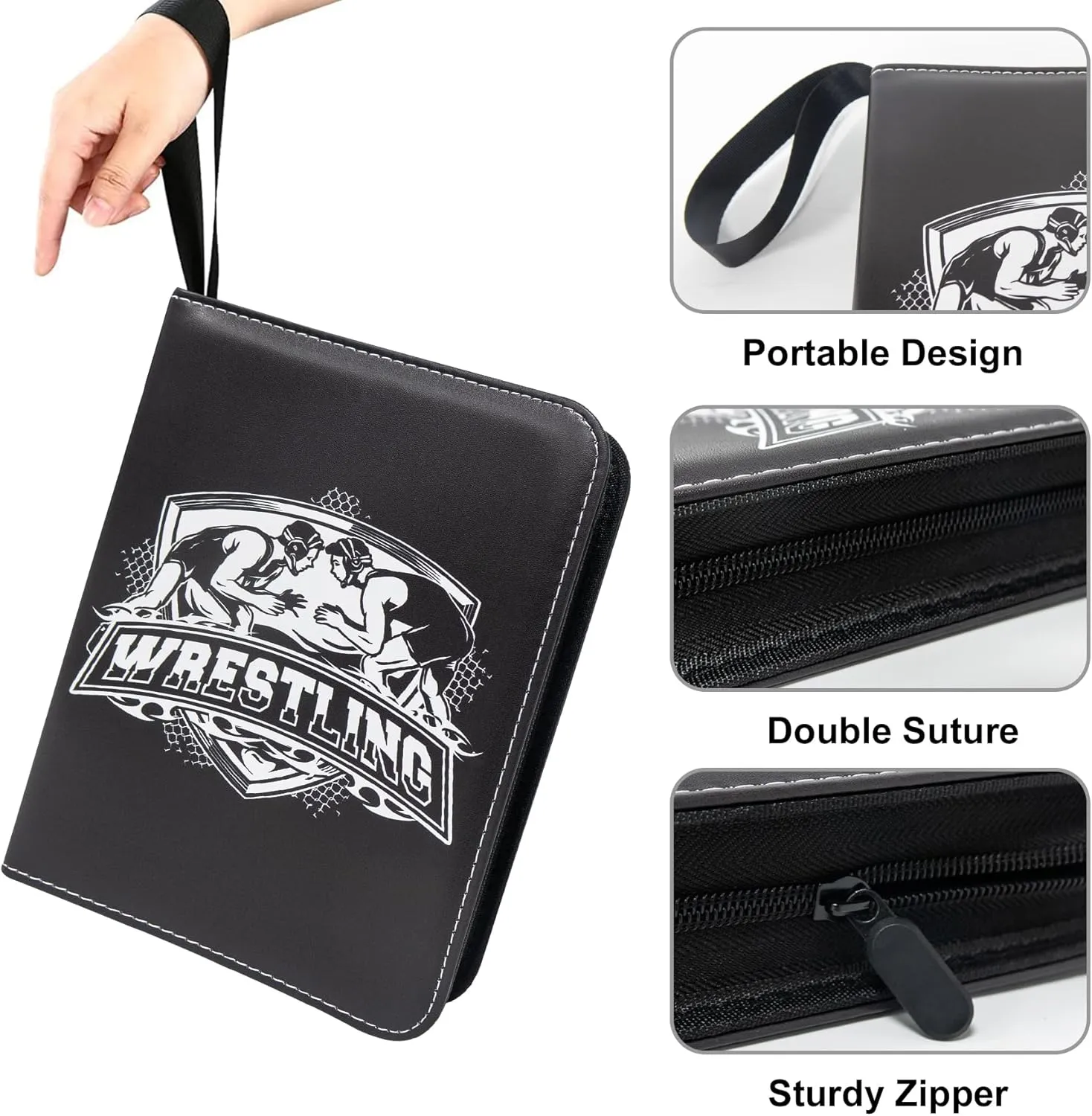 480 Pockets Wrestling Card Binder for WWE Trading Cards 2024-2025,Portable Waterproof Storage Bag with Removable Sleeves for Sports WWE UFC Cards Collectors