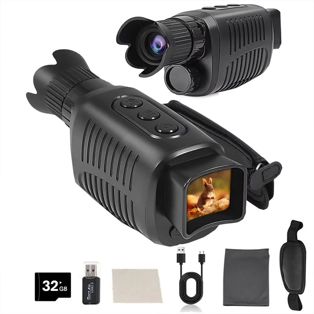 4K Night Vision Binoculars, 1080P Infrared Night Vision Goggles, 1.5 Inch TFT Screen, 5X Digital Zoom, 32GB TF Card Included for Travel, Camping, Hunting
