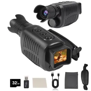 4K Night Vision Binoculars, 1080P Infrared Night Vision Goggles, 1.5 Inch TFT Screen, 5X Digital Zoom, 32GB TF Card Included for Travel, Camping, Hunting