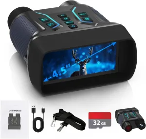 4K Night Vision Binoculars for Adults - 4.5'' HD Screen, 8X Digital Zoom, Ideal for Camping, Hunting & Security