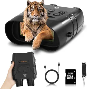4K Night Vision Goggles, Infrared Night Vision Binoculars for Adults, HD Large Screen Binoculars can Save Photo and Video with 32GB TF Card, Camping & Hunting