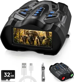 4K Night Vision Goggles, Night Vision Binoculars for Adults,10X Digital NightVision, 9 Gear Infrared with 32GB TF Card,4000mAh Battery, 3.5" HD Screen Binoculars
