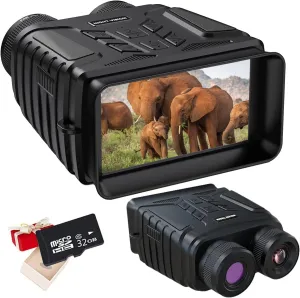 4K WiFi Night Vision Infrared Binoculars 8X Digital Zoom 984 ft/300M Viewing Range 7 Level IR Camera with 4.5" LCD Screen Take HD Photos/Videos for Hunting Camping Security with 32GB TF Card