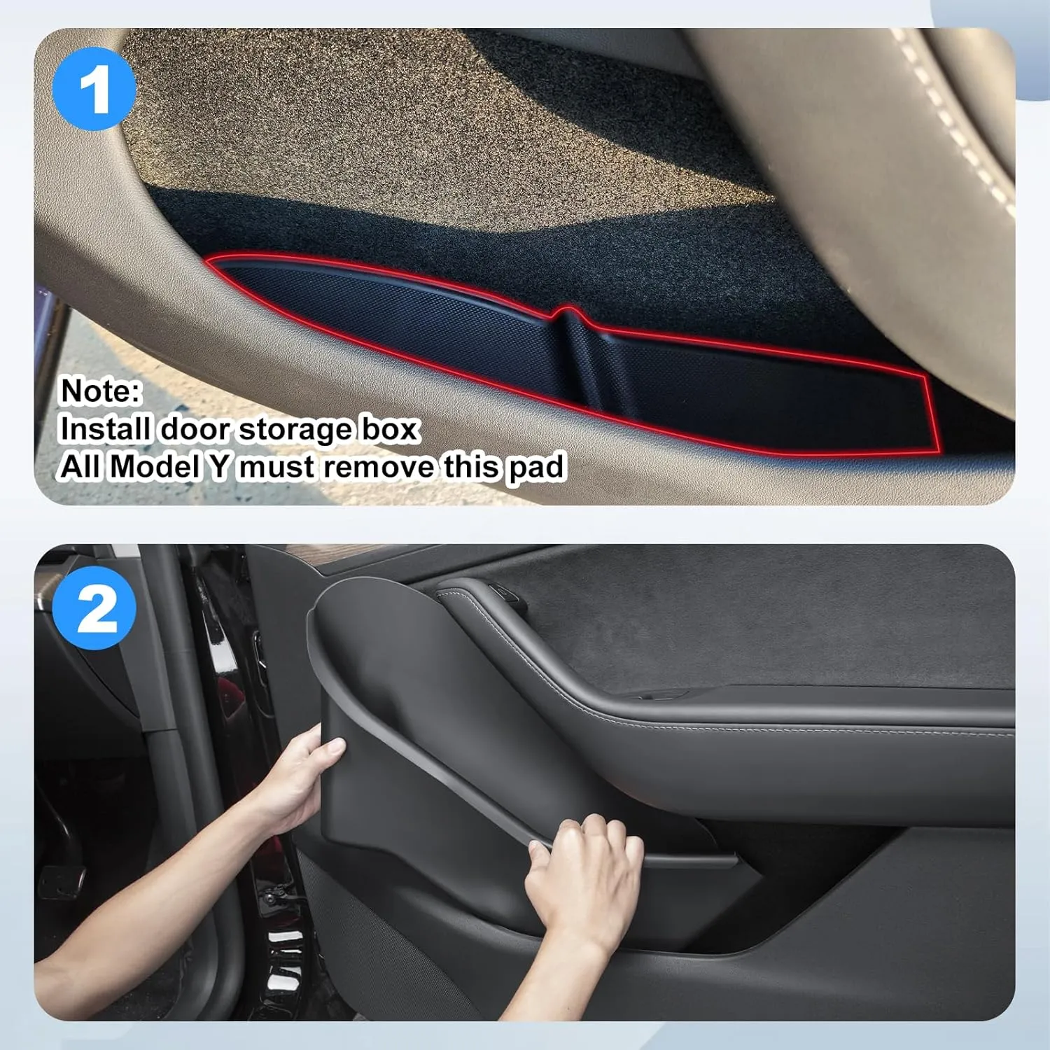4PCS Door Side Storage Box for Tesla Model Y 2021-2024 Upgraded Silicone Organizer Front and Rear Slot Pockets Protector, Black