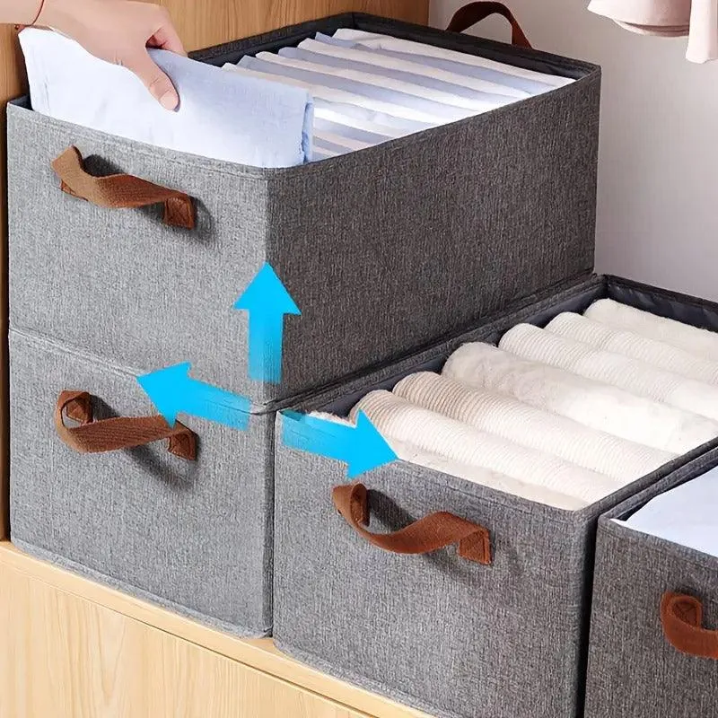 4pcs Foldable Clothes Storage Box Organizer Fabric Storage Box for Organization