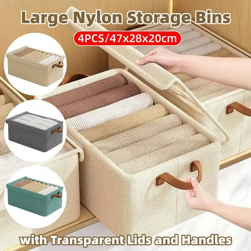 4pcs Foldable Clothes Storage Box Organizer Fabric Storage Box for Organization