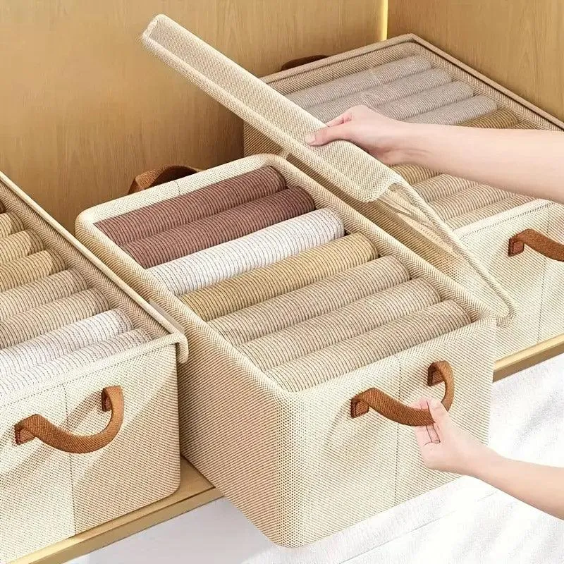 4pcs Foldable Clothes Storage Box Organizer Fabric Storage Box for Organization