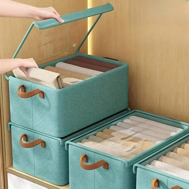 4pcs Foldable Clothes Storage Box Organizer Fabric Storage Box for Organization