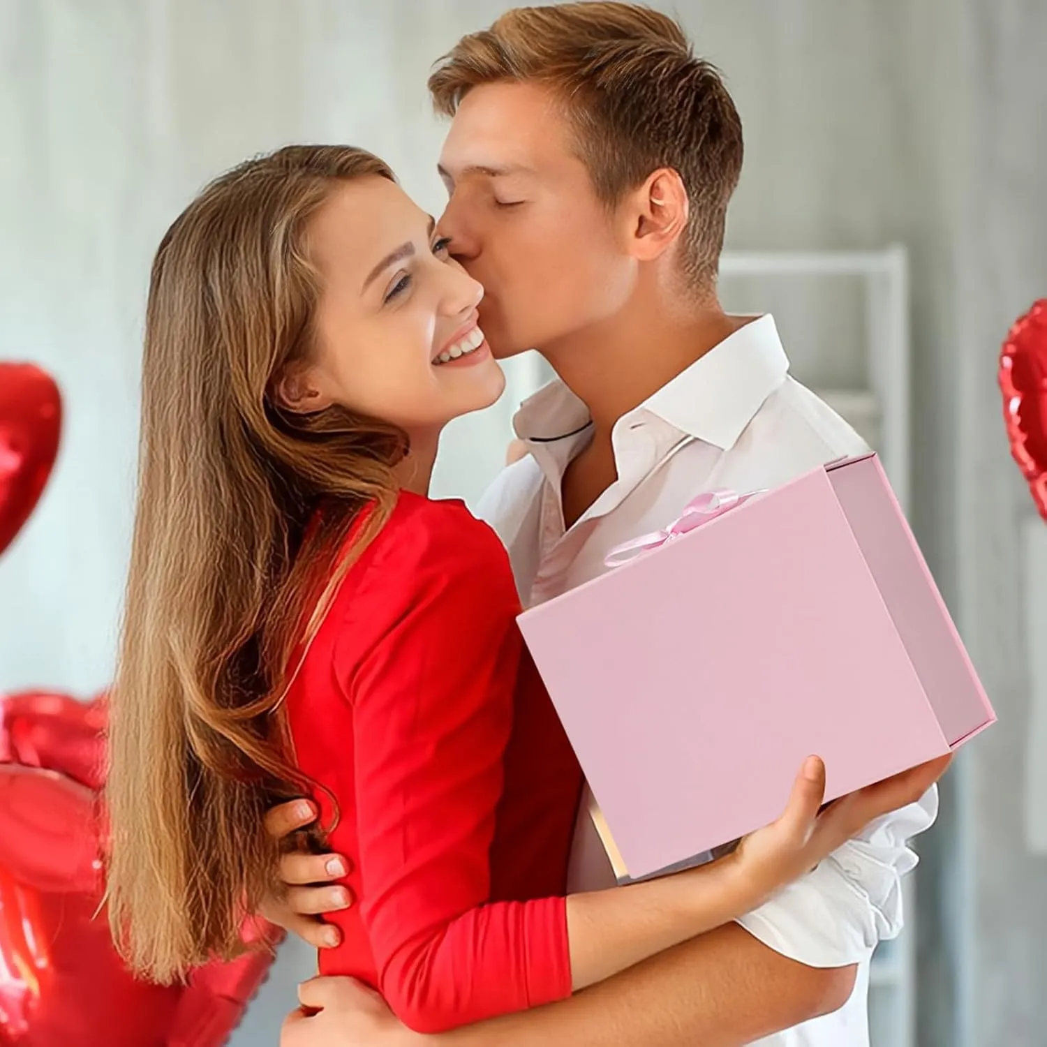 5 Pack Pink Gift Box with Magnetic, 10.5x7.5x3.1 Inches Gift Box with Lid & Ribbons, Gift Boxes for Valentine's Day, Mother's Day, Christmas, Birthday, Wedding, Graduation