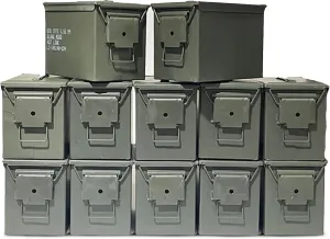 50 Cal Ammo Can Grade 1 - Pack of 12 - Empty Organizer - Various Cases with Powder Coating
