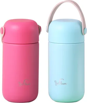 5.5oz Mini Tumbler Stainless Steel Vacuum Insulated Water Bottle Double Wall Thermos Flask Small Size BPA Free Leakproof (Blue-bubble gum Combo)