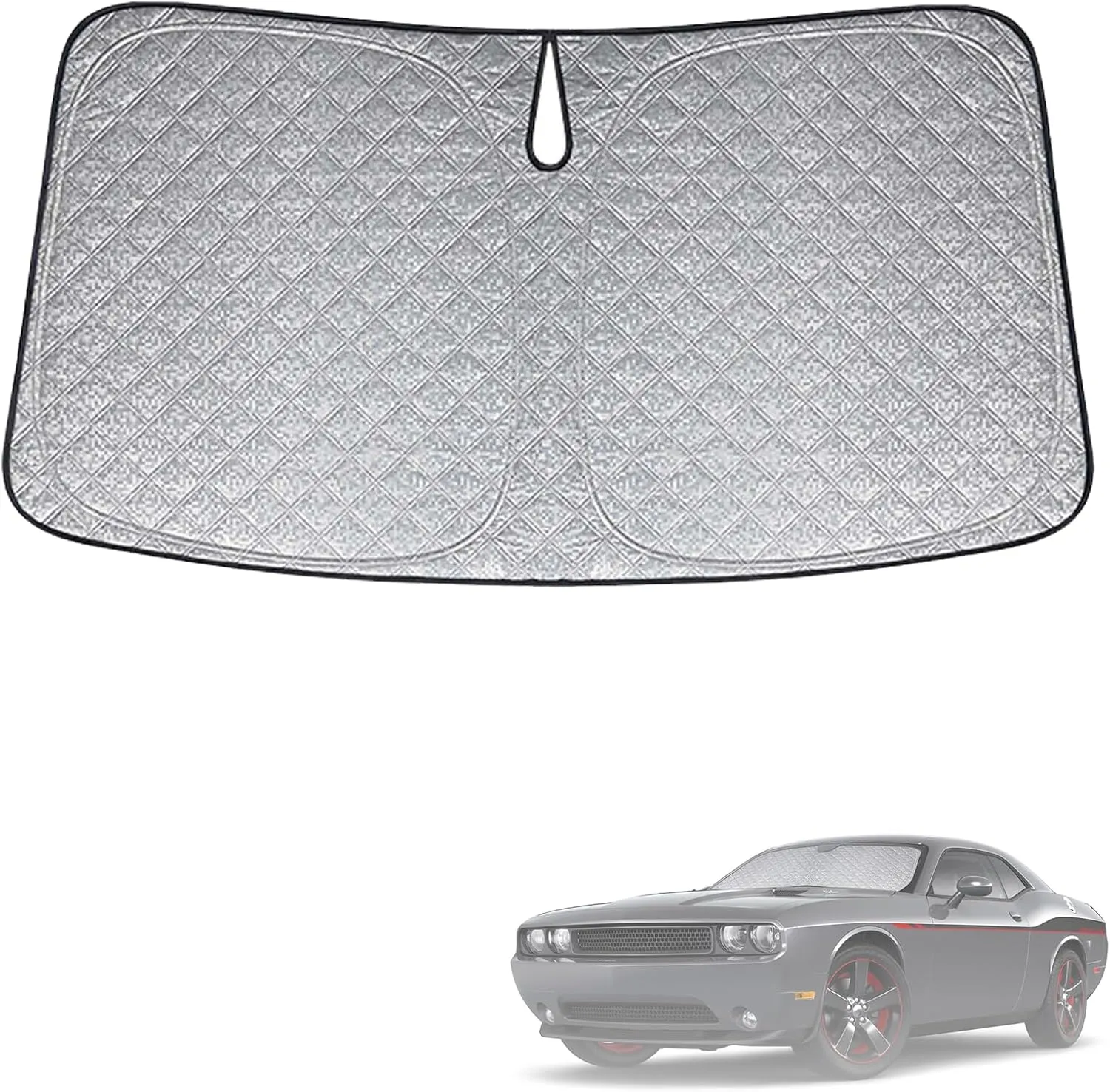 6 Layers Custom Fit Windshield Sun Shade for 2008-2023 Dodge Challenger, Foldable Car Sunshade with Storage Bag, Heat Reflective & UV Protection