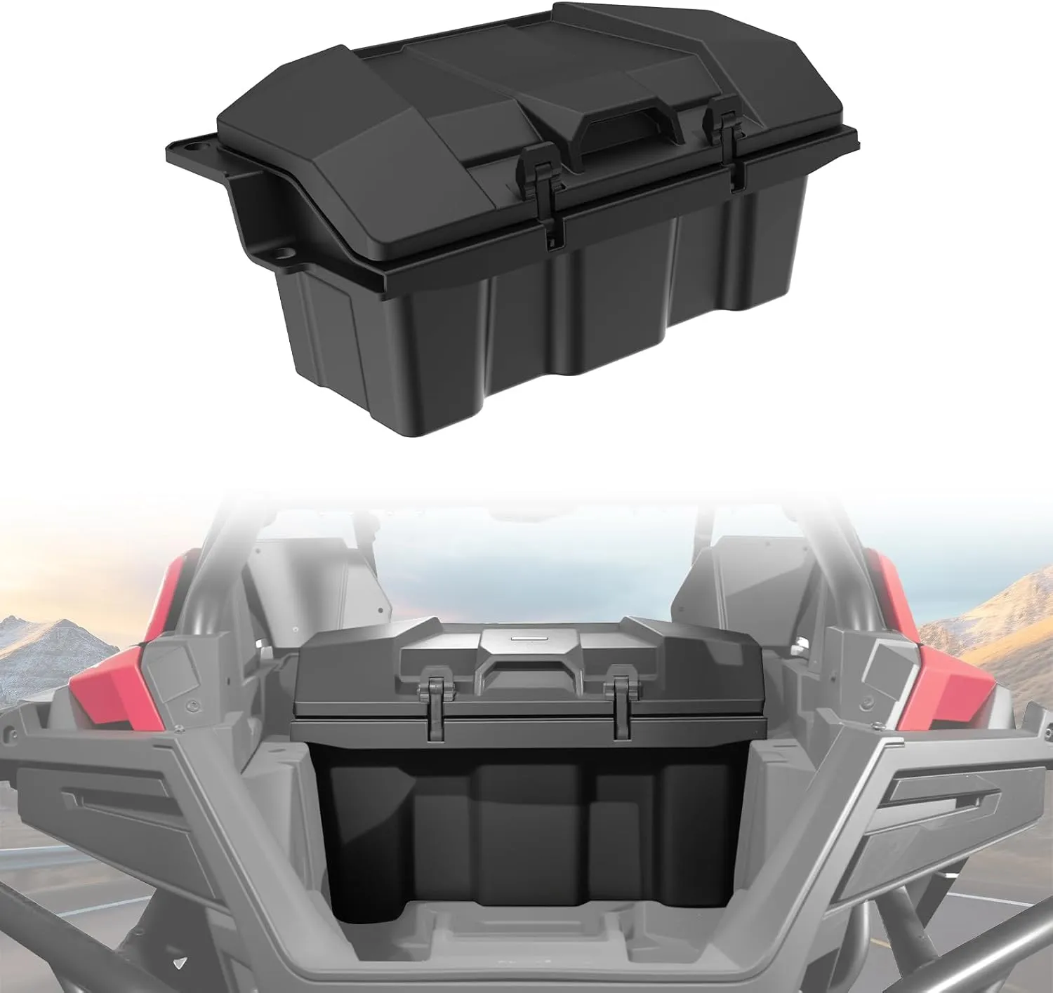 60 QT Cargo Box for Polaris RZR PRO R 2022-2025, Black Poly Water Resistant Forward Cargo Storage Bin for Polaris RZR PRO R / R4 2022 2023 2024 2025 Accessories, Replacement OEM # 2884235